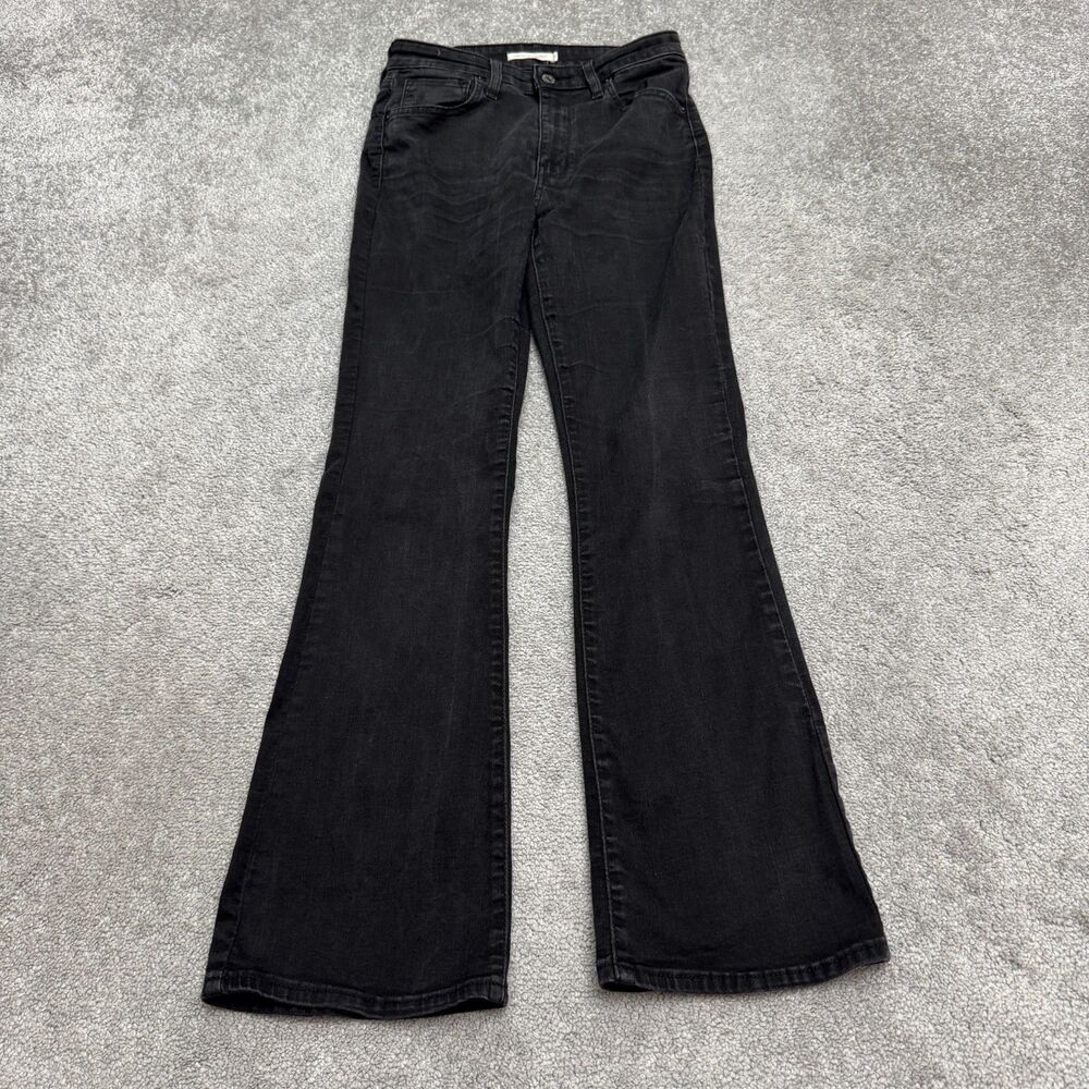 Levi's 725 High Rise Bootcut Stretch Denim Jeans Women 29x30 Washed Black Casual
